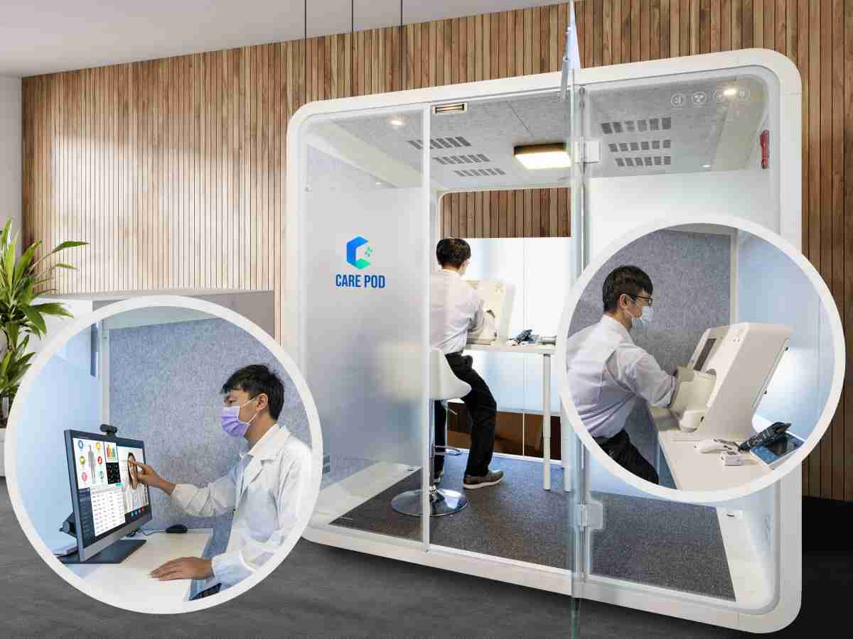 达擎于医疗科技展中展出＂远距诊疗舱＂，，，，以因应医疗数字化及社会高龄化趋势下、、、复诊及慢性病患等族群对于远距看诊需求逐渐升高所推出的创新整合方案。。。。多功能合一、、、高隐私性的远距诊疗舱可根据病患端与医师端的不同需求，，，提供弹性化及客制化功能，，节省医生和病患的精力及时间